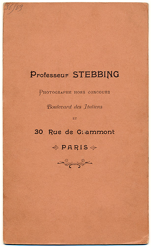 Cabinet Card by Professeur Stebbing - backside
