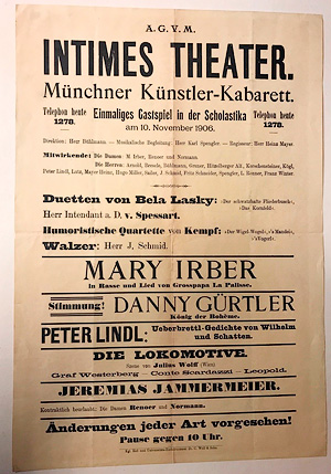 Advertisement of "Intimes Theater" performance