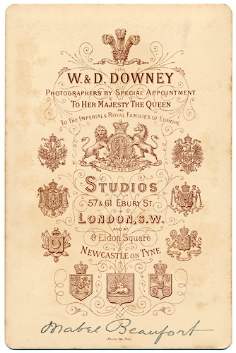 W. & D. Downey - London - Miss Mabel Beaufort - backside