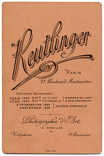 Reutlinger Cabinet Card - back