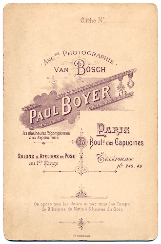 Cabinet Card by Paul Boyer, Paris