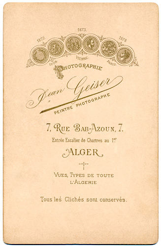 Cabinet Card by Jean Geiser, Algier