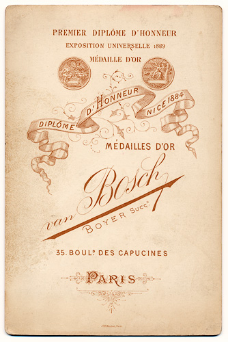 Cabinet Card by van Bosch - backside